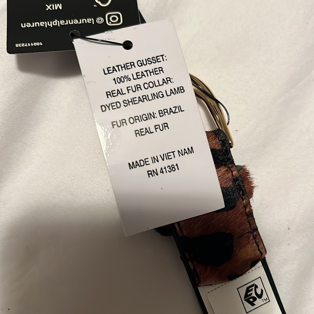 Lauren Ralph Lauren women's belt. Real fur collar Dyed shearling lamb. 100% lea. - Picture 7 of 13
